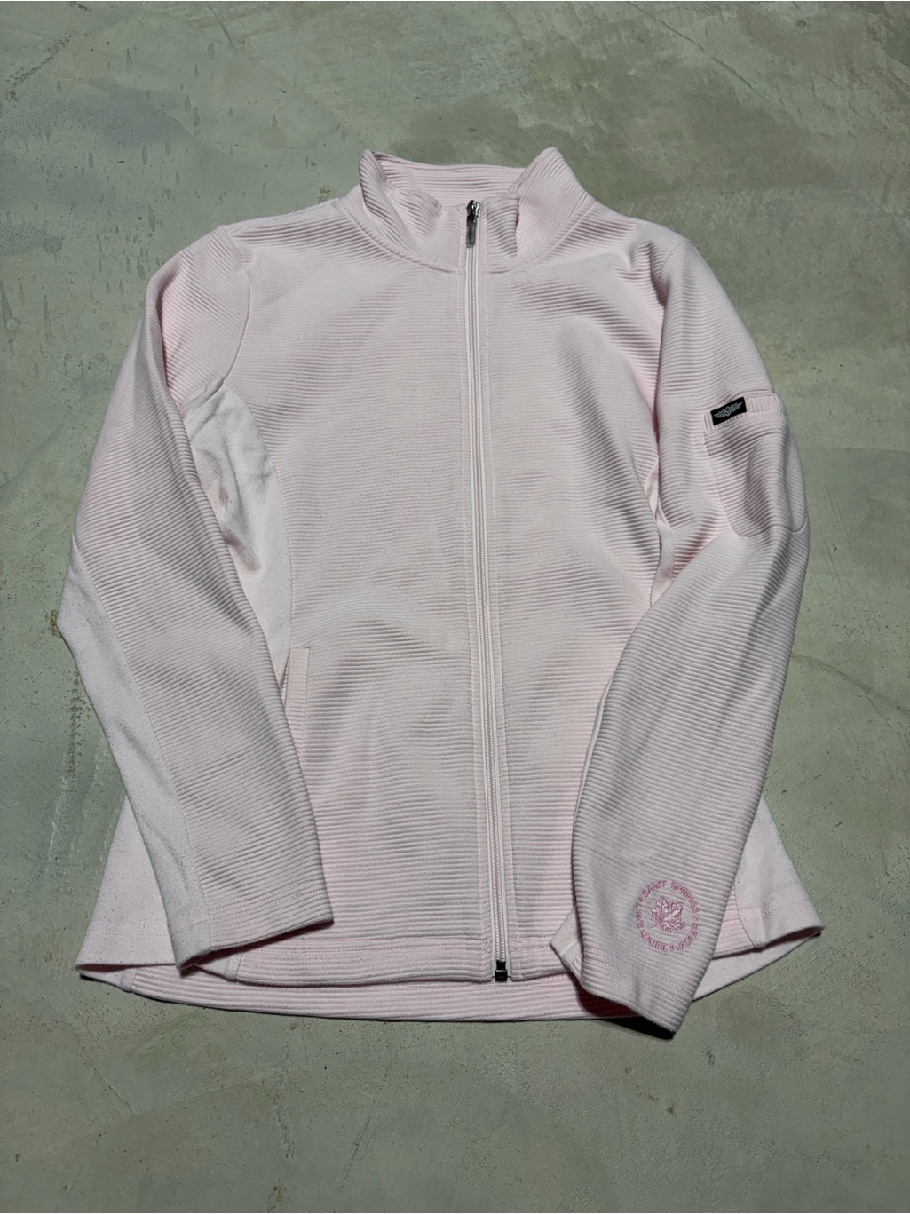 Straight Down Light Pink Full-Zip Ribbed Jacket Banff Springs Large